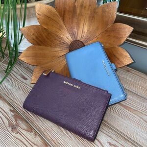 Michael Kors Blue and Purple Wallet Duo